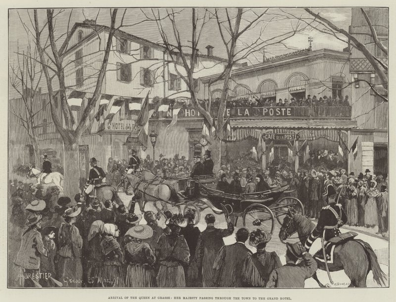 Ankunft der Königin in Grasse, Ihre Majestät passiert die Stadt zum Grand Hotel von Amedee Forestier