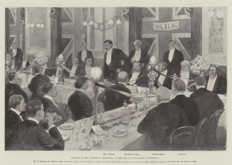 Bankett für die australischen Cricketspieler im Inns of Court Hotel, 7. September von Amedee Forestier