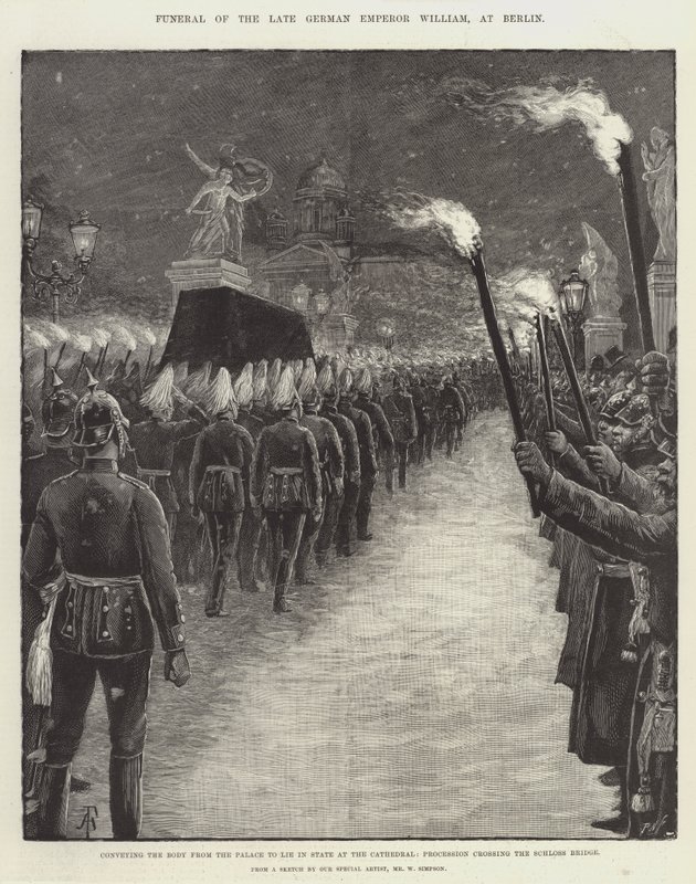 Beerdigung des verstorbenen deutschen Kaisers Wilhelm in Berlin von Amedee Forestier