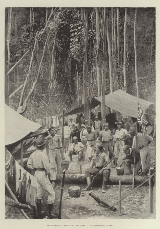 Das umstrittene Land in Britisch-Guayana, eine Goldsuchergruppe von Amedee Forestier