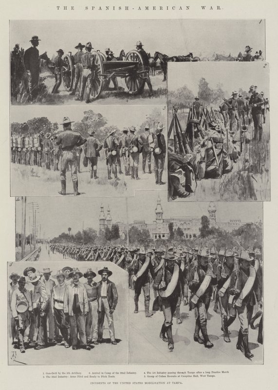 Der Spanisch-Amerikanische Krieg, Vorfälle der Mobilisierung der Vereinigten Staaten in Tampa von Amedee Forestier