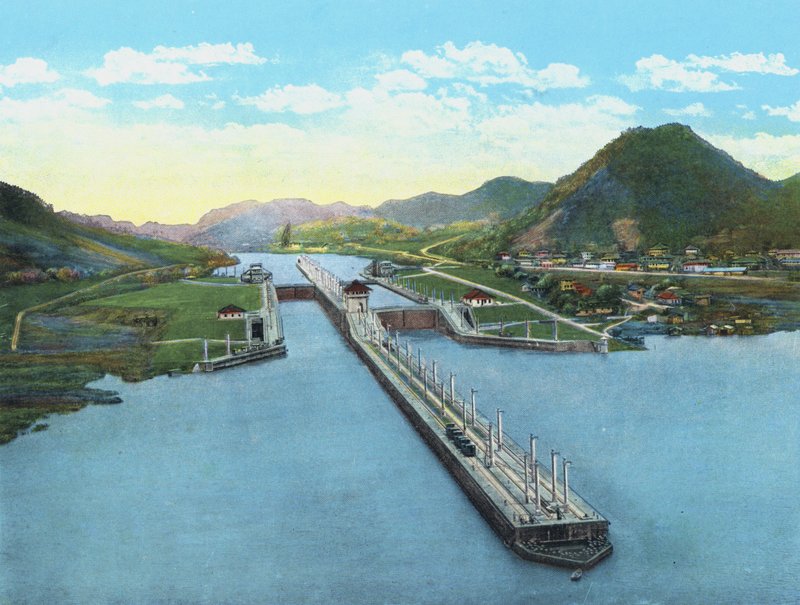 Vogelperspektive der Pedro Miguel Schleusen, Panamakanal von American Photographer (after)