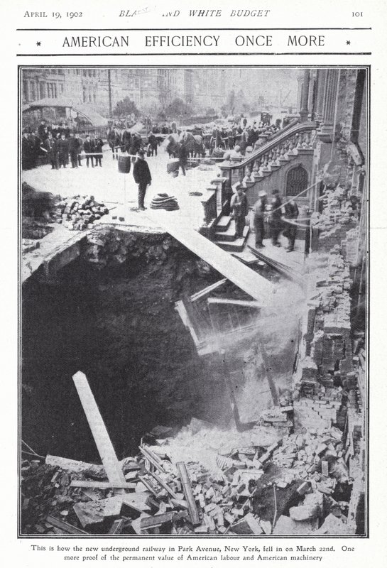 Einsturz eines Teils des U-Bahn-Tunnels in der Park Avenue, New York City, USA, 22. März 1902 von American Photographer (after)