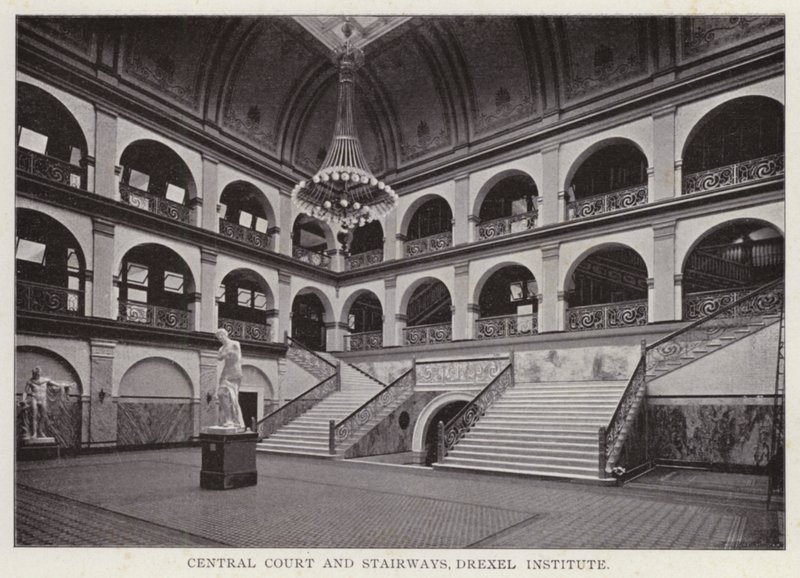 Philadelphia: Zentraler Hof und Treppen, Drexel Institute (s/w Foto) von American Photographer (after)