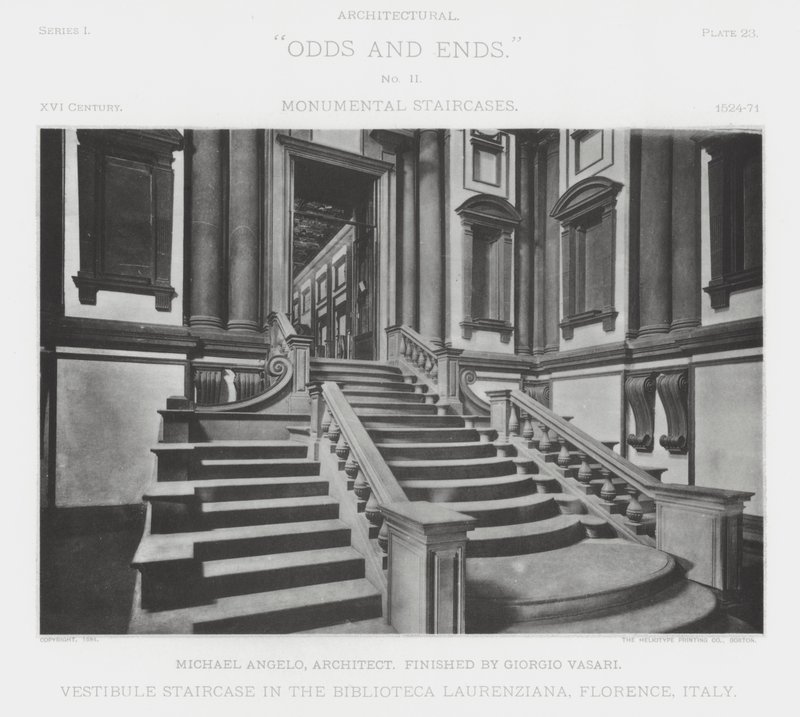 Vestibültreppe in der Biblioteca Laurenziana, Florenz, Italien von American Photographer (after)