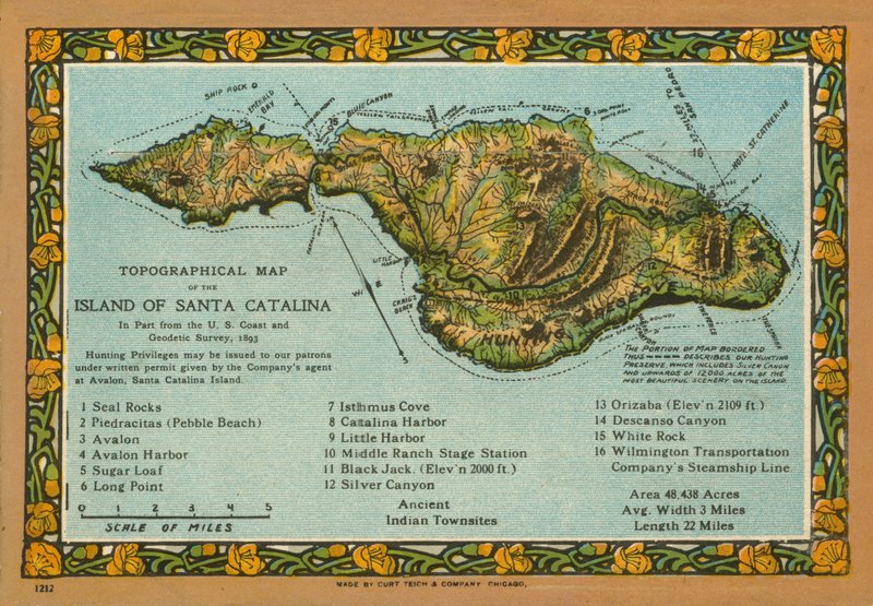 Topographische Karte der Insel Santa Catalina, Kalifornien von American Photographer