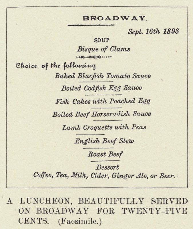 Ein Mittagessen, schön serviert auf dem Broadway für fünfundzwanzig Cent, Faksimile von American School