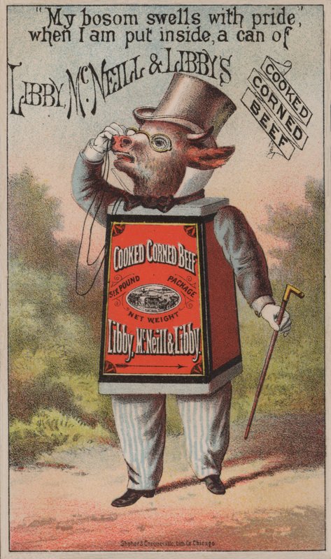 Werbung für Libby, McNeill & Libby gekochtes Corned Beef von American School