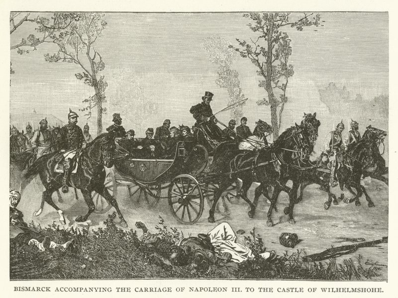 Bismarck begleitet die Kutsche von Napoleon III. zum Schloss Wilhelmshöhe von American School