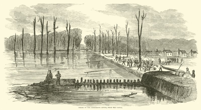 Bruch im Mississippi-Deich, nahe dem Kanal, März 1863 von American School