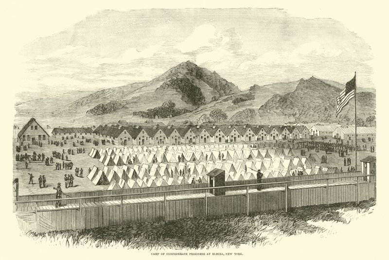 Lager der konföderierten Gefangenen in Elmira, New York, Mai 1865 von American School