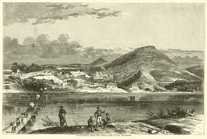 Chattanooga vom Nordufer des Tennessee, September 1863 von American School