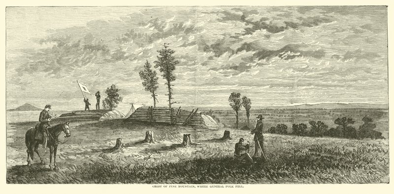 Kamm des Pine Mountain, wo General Polk fiel, Juni 1864 von American School
