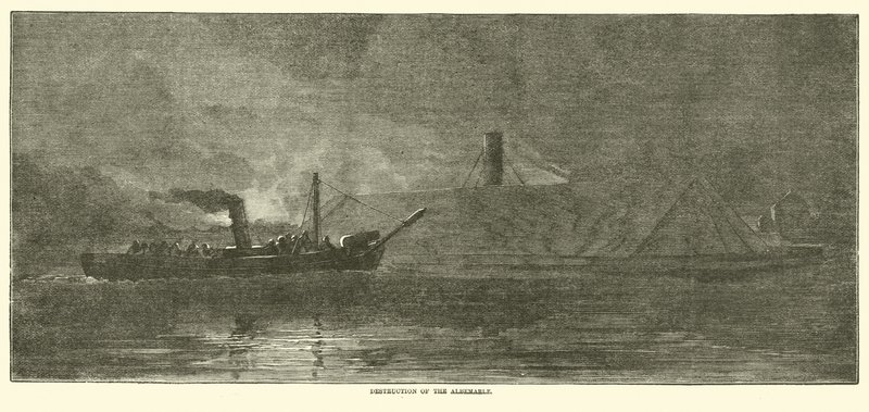 Zerstörung der Albemarle, Oktober 1864 von American School