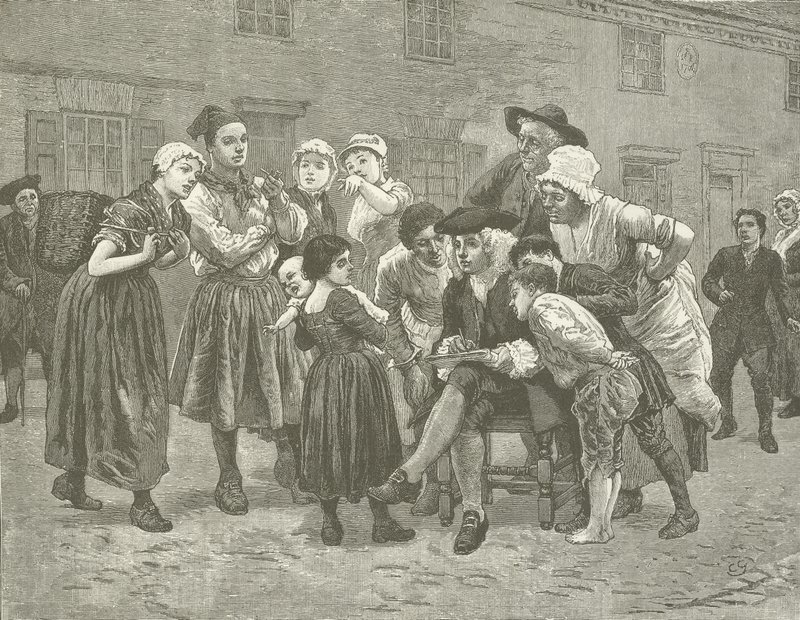 Hogarth skizziert die Straße von Queenborough von American School