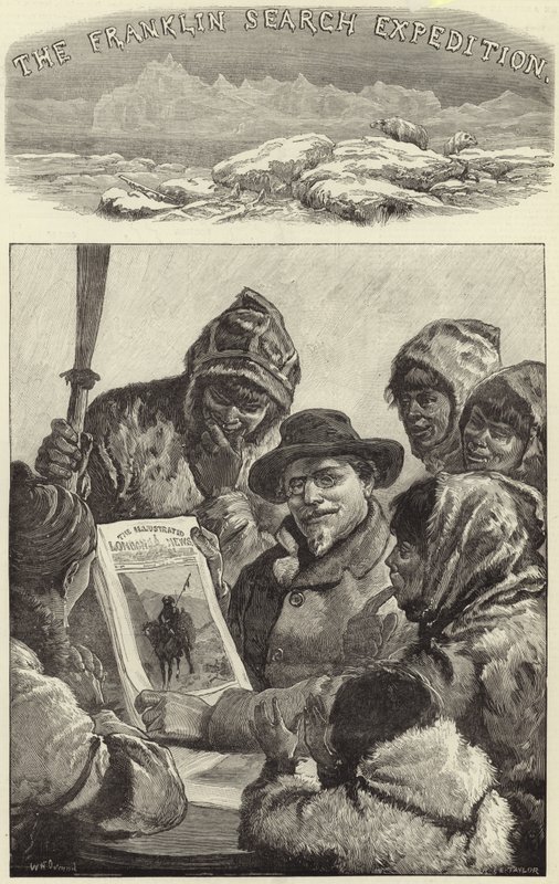 Leutnant Schwatka zeigt den Eskimos die Illustrated London News von American School