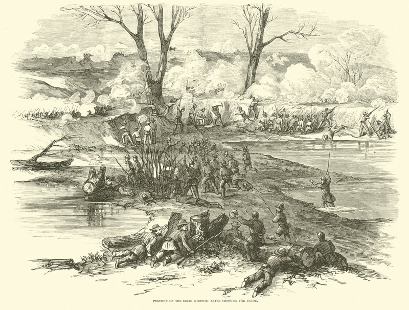 Position des sechsten Missouri nach dem Überqueren des Bayou, Dezember 1862 von American School