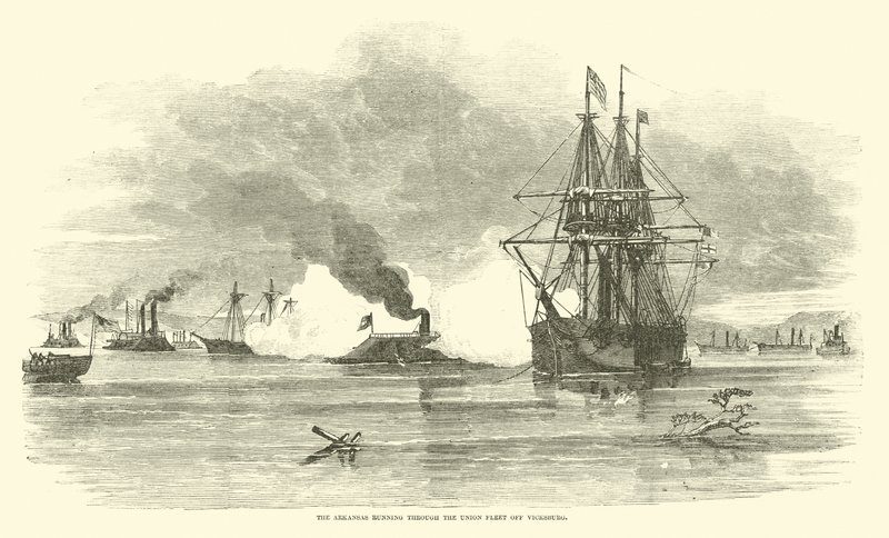 Die Arkansas durchquert die Unionsflotte bei Vicksburg, Juli 1862 von American School
