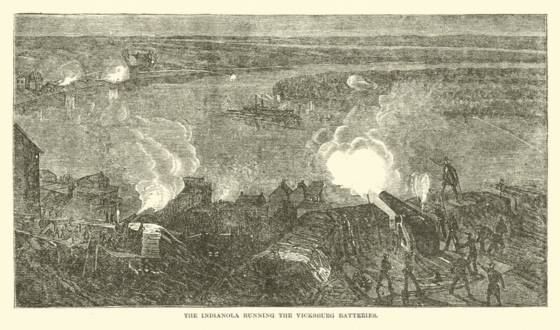 Die Indianola durchquert die Vicksburg-Batterien, Februar 1863 von American School