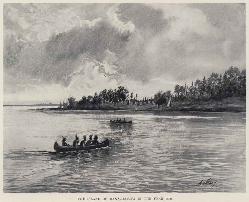 Die Insel Mana-hat-ta im Jahr 1600 von American School