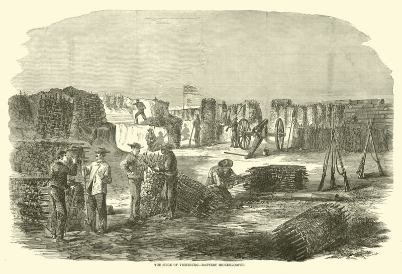 Die Belagerung von Vicksburg, Batterie Hickenlooper, Juni 1863 von American School
