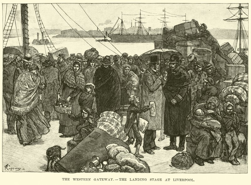 Das westliche Tor, die Landungsbühne in Liverpool von American School