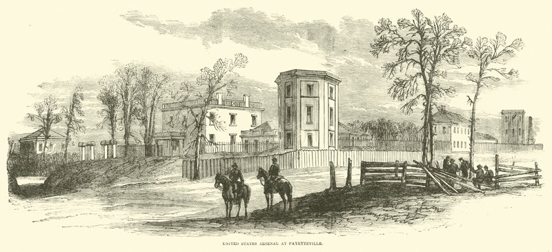 Arsenal der Vereinigten Staaten in Fayetteville, März 1865 von American School