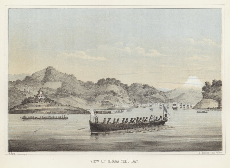Blick auf Uraga, Yedo-Bucht, Japan von American School
