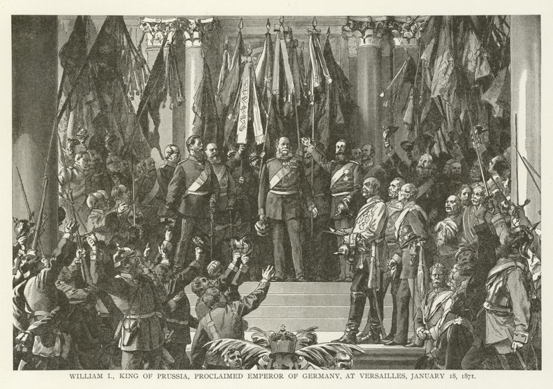 Wilhelm I., König von Preußen, zum Kaiser von Deutschland ausgerufen, in Versailles, 18. Januar 1871 von American School