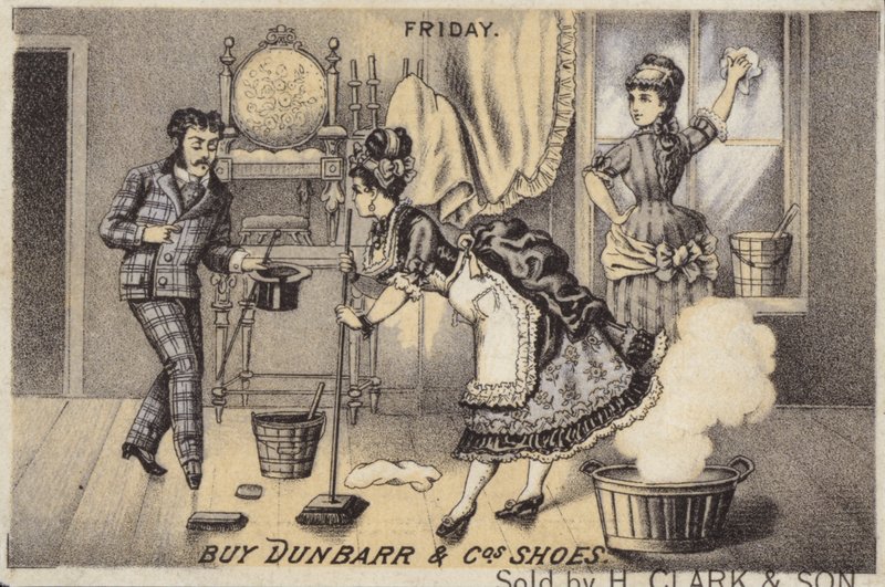 Frauen putzen und wischen von American School