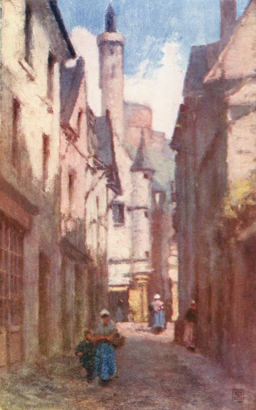 Rue du Grand Carroi, Chinon (Farblithografie) von Amy B. Atkinson