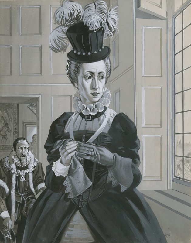 Königin Elizabeth I., hört die Nachricht von der Hinrichtung von Maria Stuart von Angus McBride