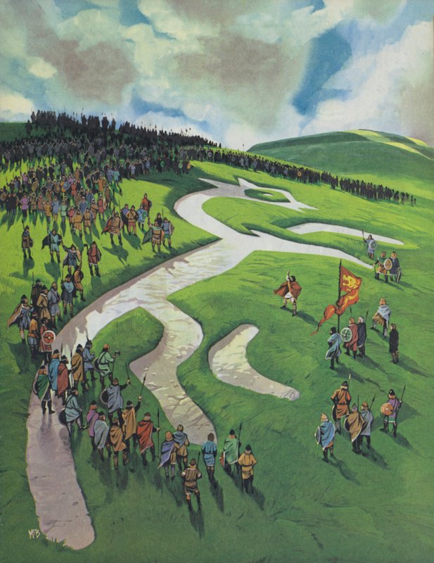 Uffington White Horse, gebaut von Alfred dem Großen nach der Schlacht bei Ashdown gegen die Dänen von Angus McBride