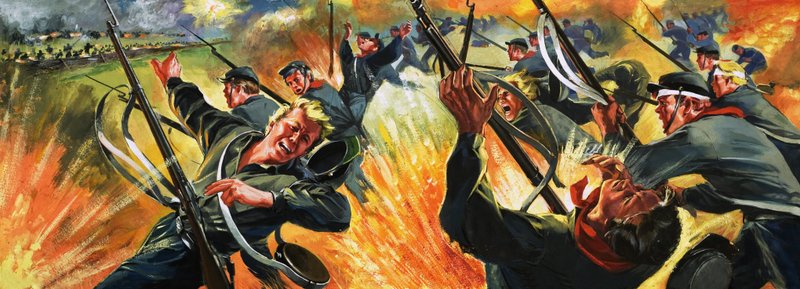 Unidentifizierte Schlachtszene, wahrscheinlich Amerikanischer Bürgerkrieg von Angus McBride