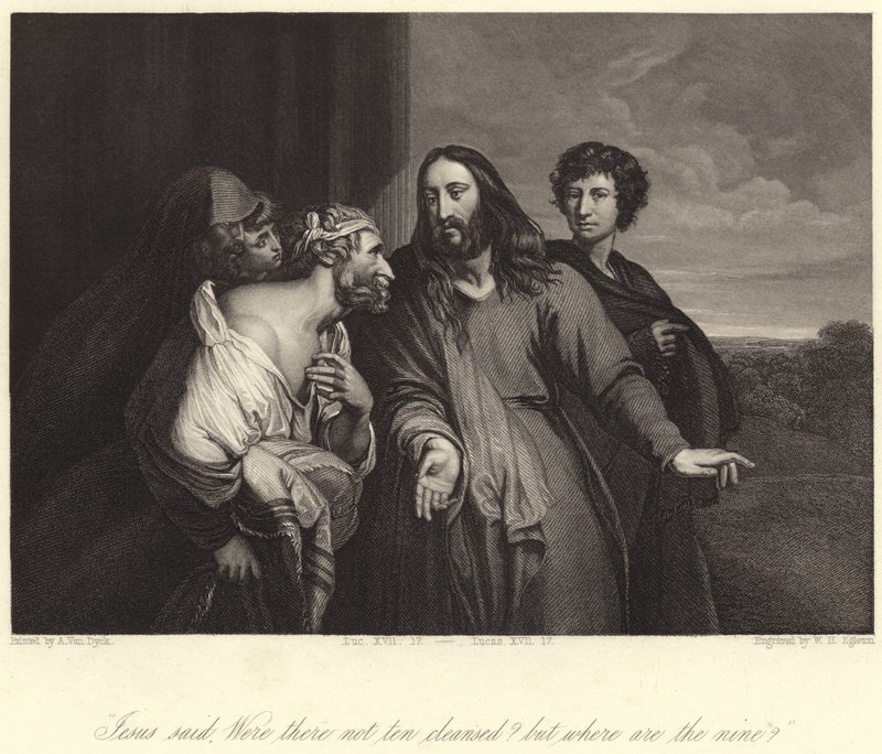 Jesus sagte, wurden nicht zehn gereinigt? Wo sind die neun? (Gravur) von Anthony van (after) Dyck