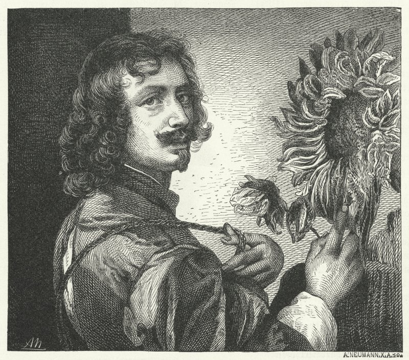 Selbstporträt des flämischen Barockkünstlers Anthony Van Dyck (Gravur) von Anthony van (after) Dyck