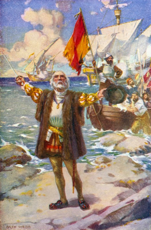 Die Landung von Kolumbus von Archibald Bertram (after) Webb