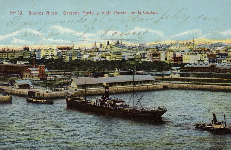 Norddock und Teilansicht der Stadt, Buenos Aires, Argentinien von Argentinian Photographer