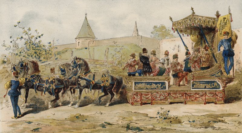 Händlerfloss mit Musikern, Spanische Niederlande, 16. Jahrhundert von Armand Jean Heins