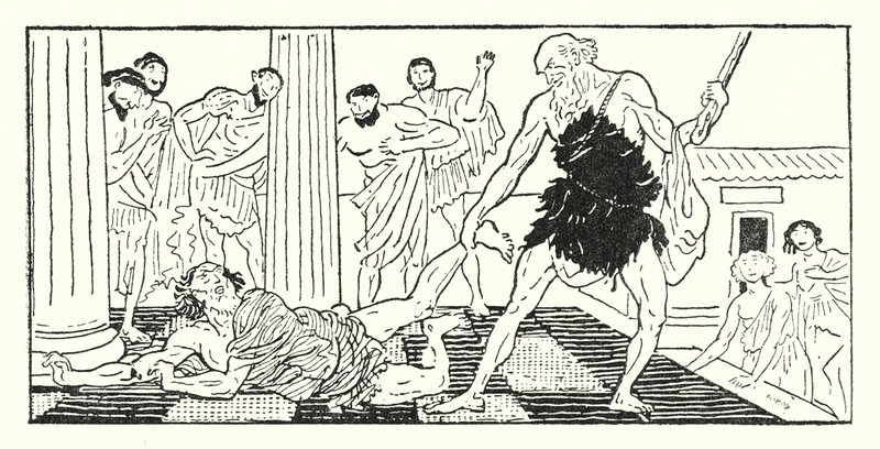 Odysseus zieht Irus aus der Halle von Armand Joseph Bonamy