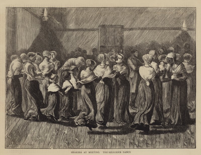 Shaker beim Treffen, der religiöse Tanz von Arthur Boyd Houghton