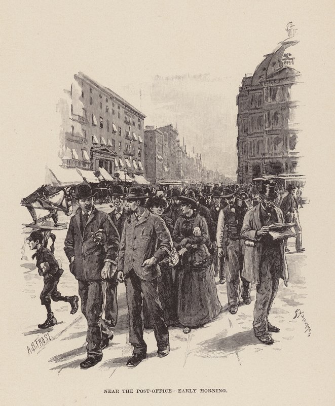 In der Nähe des Postamts, früher Morgen von Arthur Burdett Frost