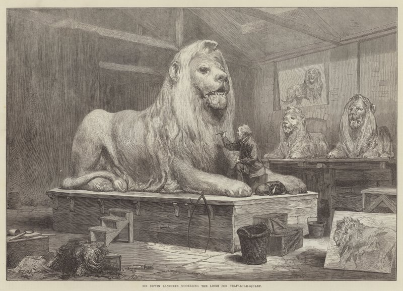 Sir Edwin Landseer modelliert die Löwen für den Trafalgar Square von Arthur Hopkins
