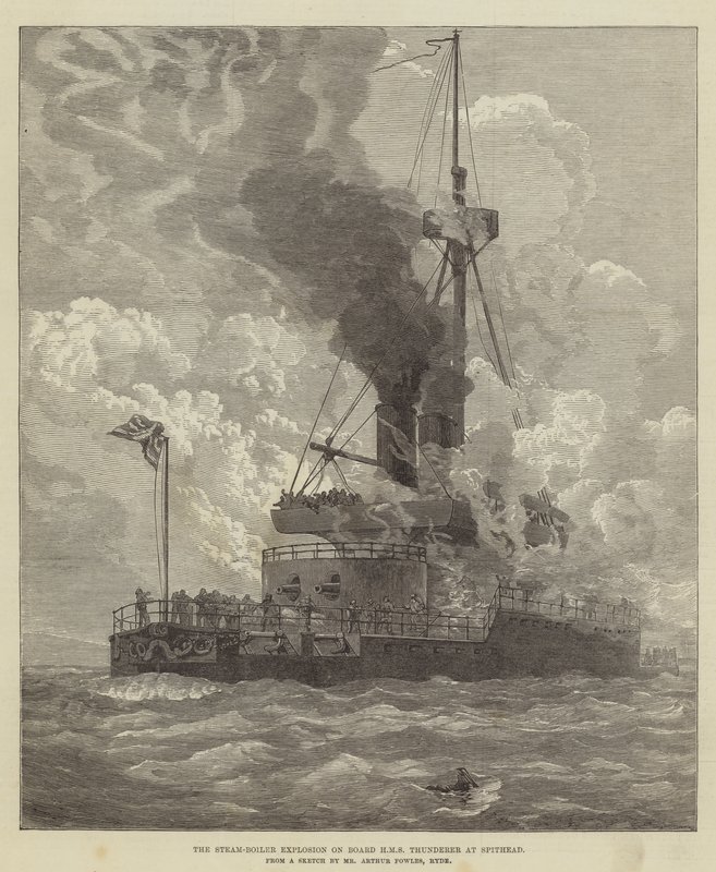 Die Dampfkesselexplosion an Bord der HMS Thunderer in Spithead von Arthur Wellington Fowles