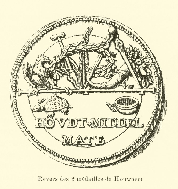 Rückseite der beiden Medaillen von Houwaert von Belgian School