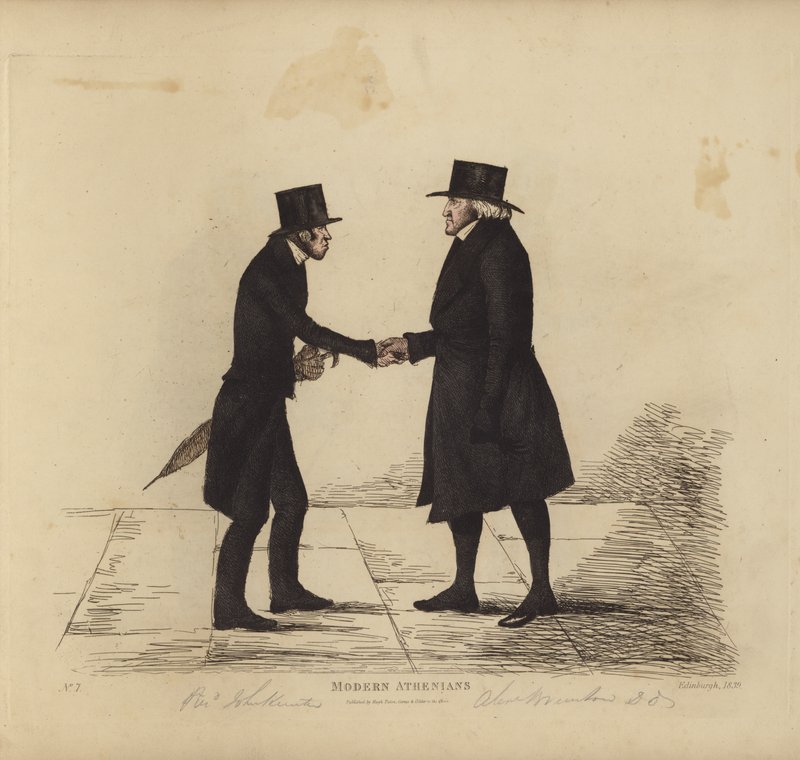 Berühmte Edinburgher, auch bekannt als Moderne Athener, Rev John Hunter, MA, von der Tron Church, Rev Dr Brunton, sein Kollege, Professor für Hebräisch, etc. von Benjamin William Crombie