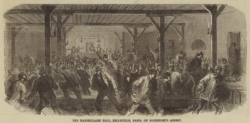 Die Marseillaise-Halle, Belleville, Paris, bei Rocheforts Verhaftung von Burn Smeeton
