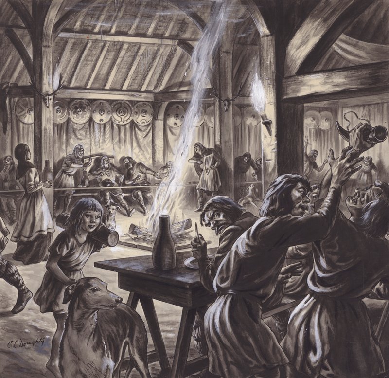 Ein Fest in der Halle eines angelsächsischen Thegns von C.L. Doughty