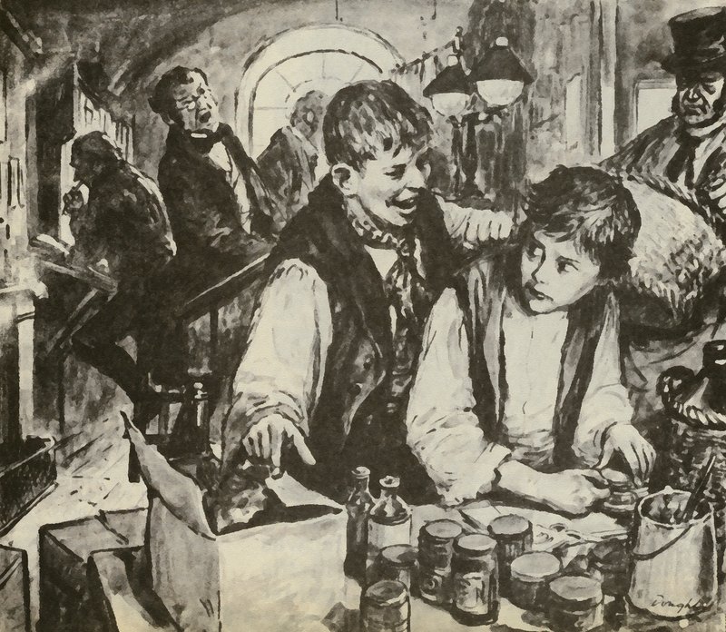 Charles Dickens als Junge in der Schuhcremefabrik von C.L. Doughty