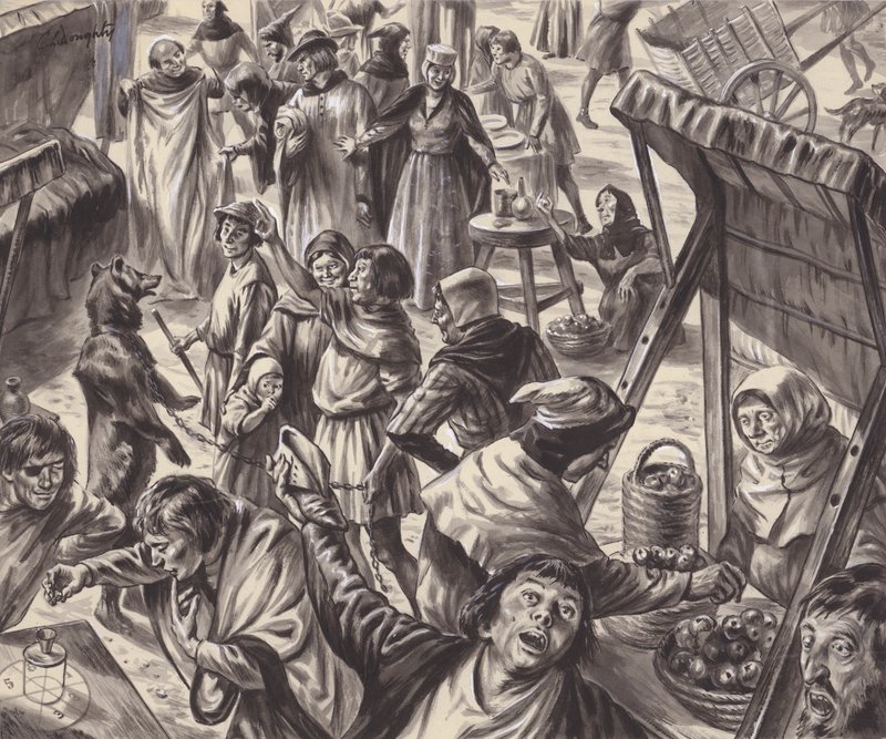 Händler auf einem mittelalterlichen Jahrmarkt von C.L. Doughty